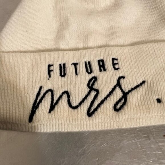 FUTURE MRS - White Beanie With Pom Pom For Bride / Wedding / Bachelorette - Picture 2 of 4